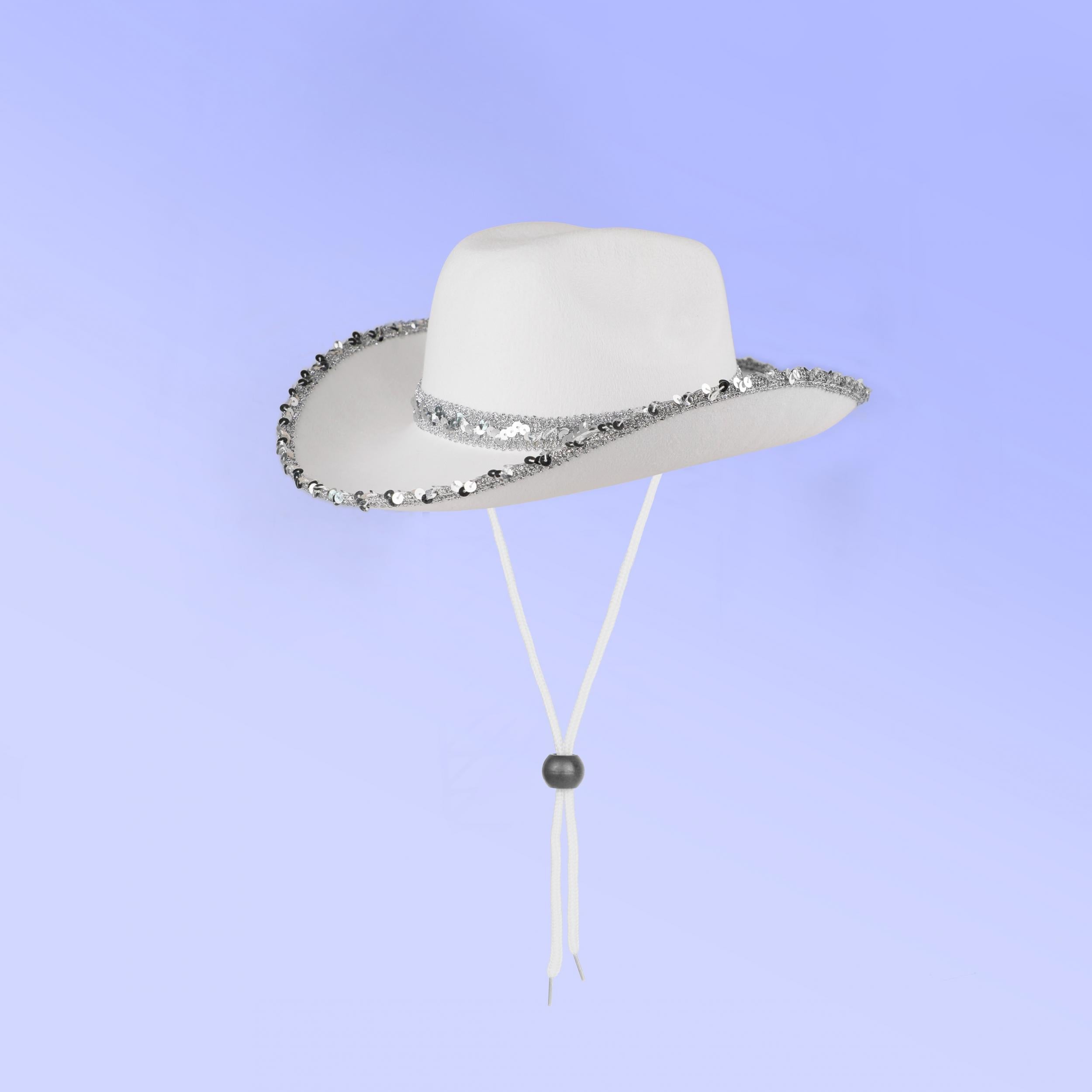 Sequin Decor Cowboy Hat Western Jazz Cowgirl Hat Punk Rolled Brim Fedora Cap