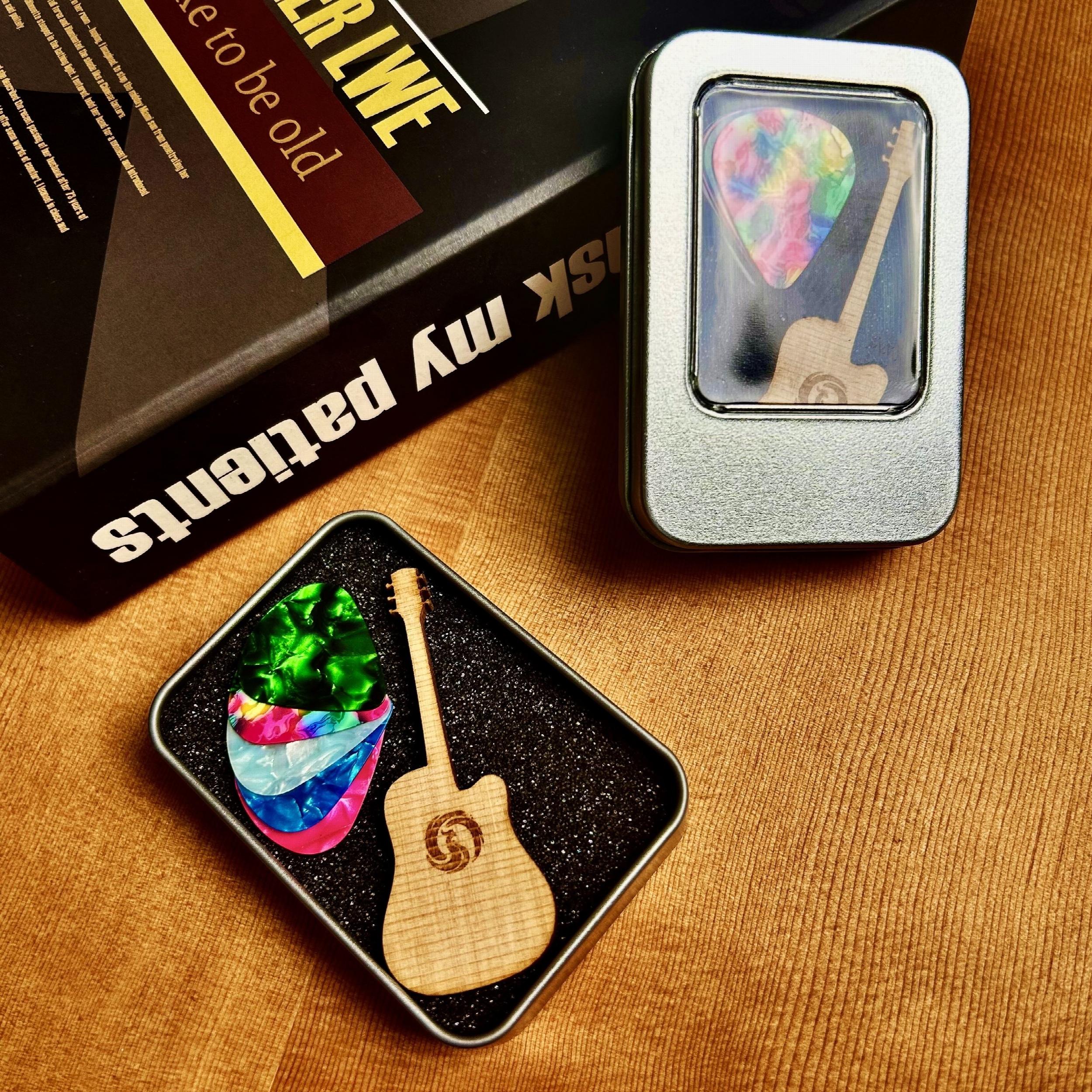 15pcs Celluloid Guitar Picks with Storage Box + 3pcs 0.46, 0.71, 0.96mm Picks