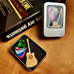 15pcs Celluloid Guitar Picks with Storage Box + 3pcs 0.46, 0.71, 0.96mm Picks