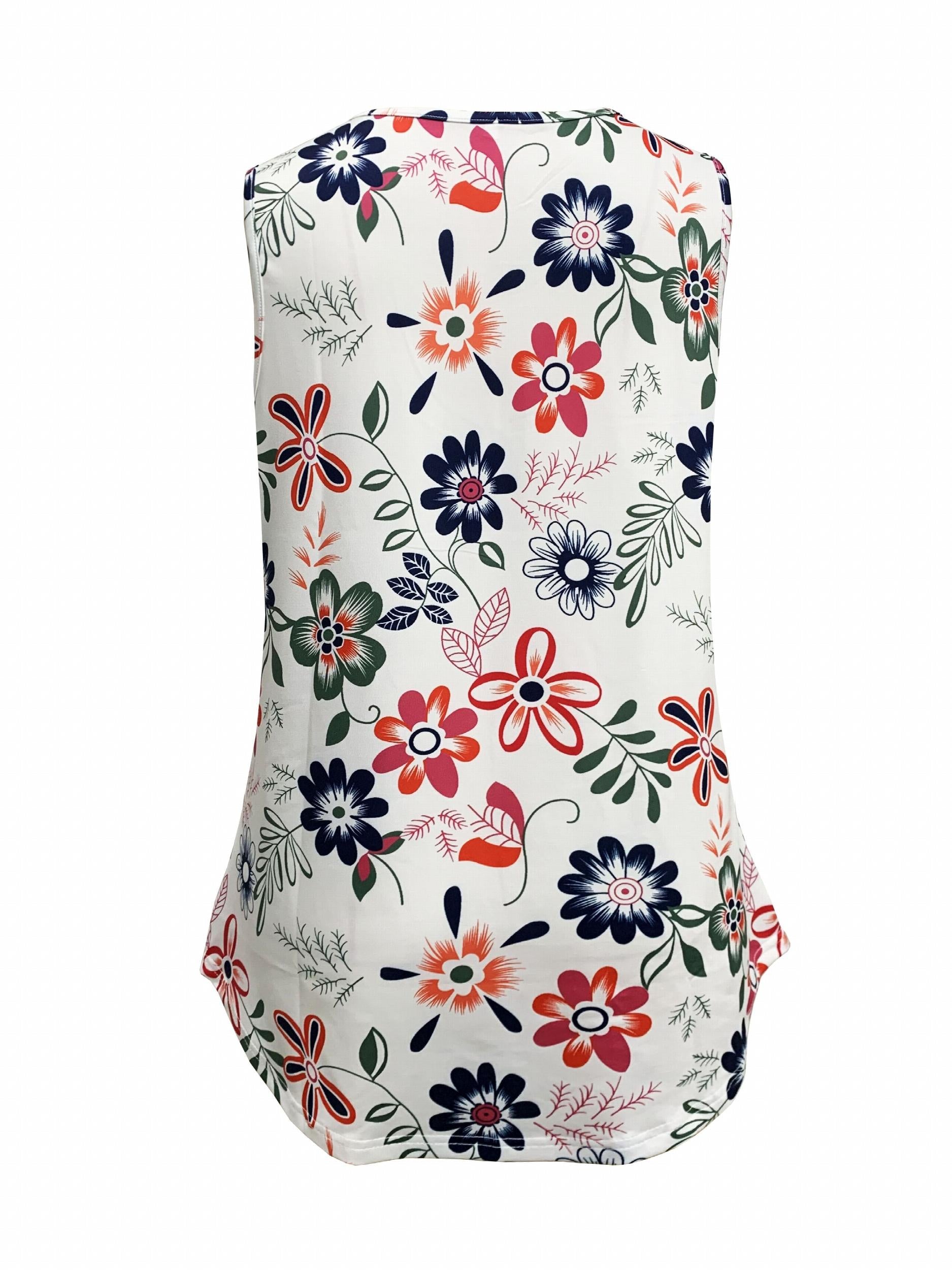 Floral Print Tank Top Sleeveless Casual Summer Women's Clothing
