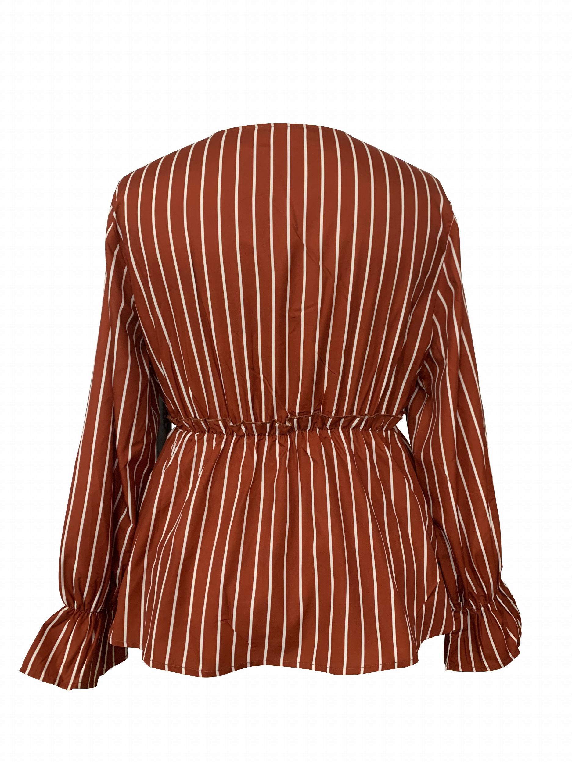 Stripe Print Lantern Sleeve Top