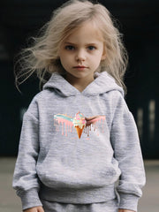 Ice Cream Pattern Long Sleeve Hooded Sweatshirt Girls Comfy Hoodies