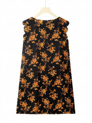 Floral Print Scalloped Dress Sleeveless Summer Casual