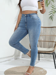 Women's Plus Washed Button Fly High Rise Skinny Jeans