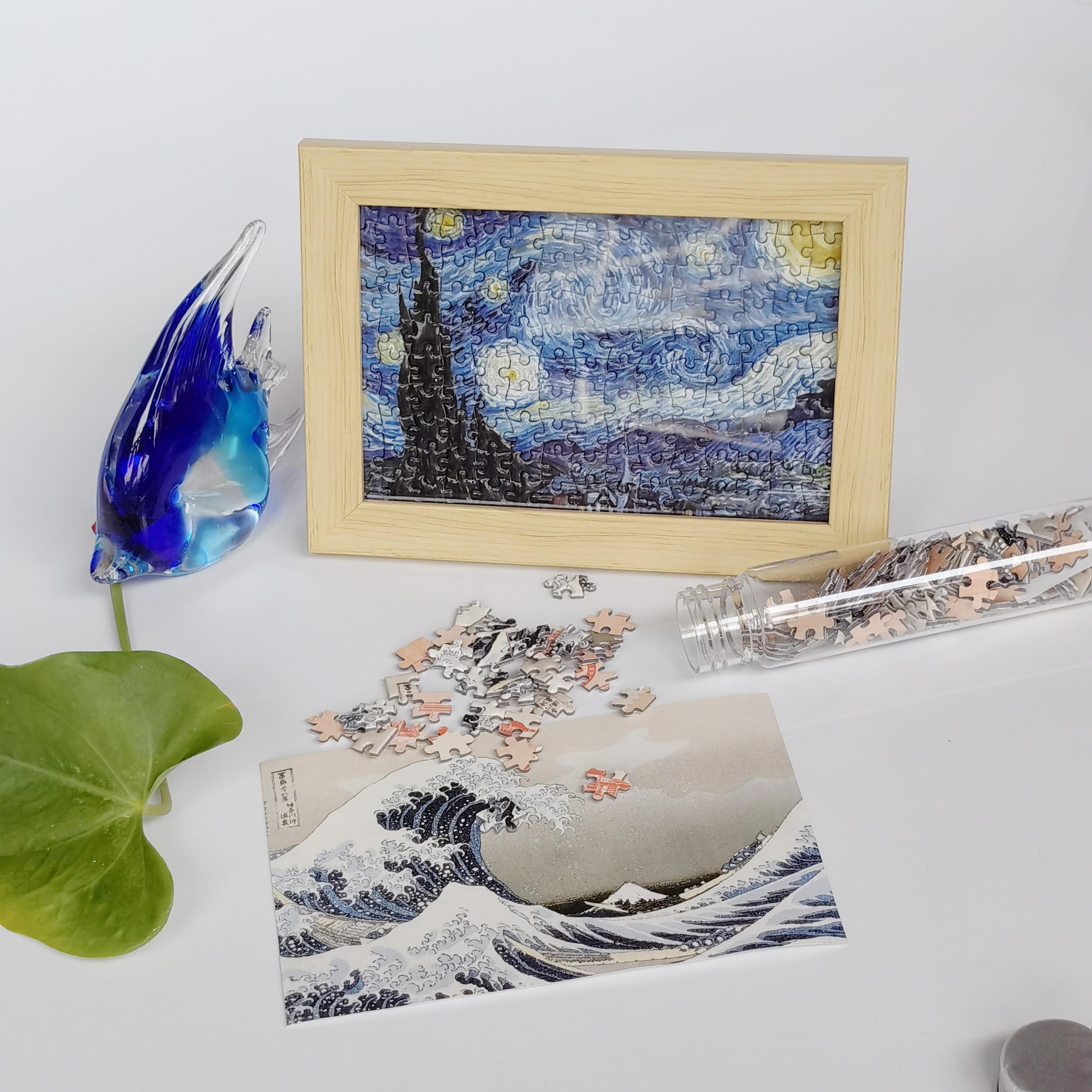 Mini Puzzle 150pcs Test Tube The Great Wave off Kanagawa 15x10cm Cartoon Puzzle
