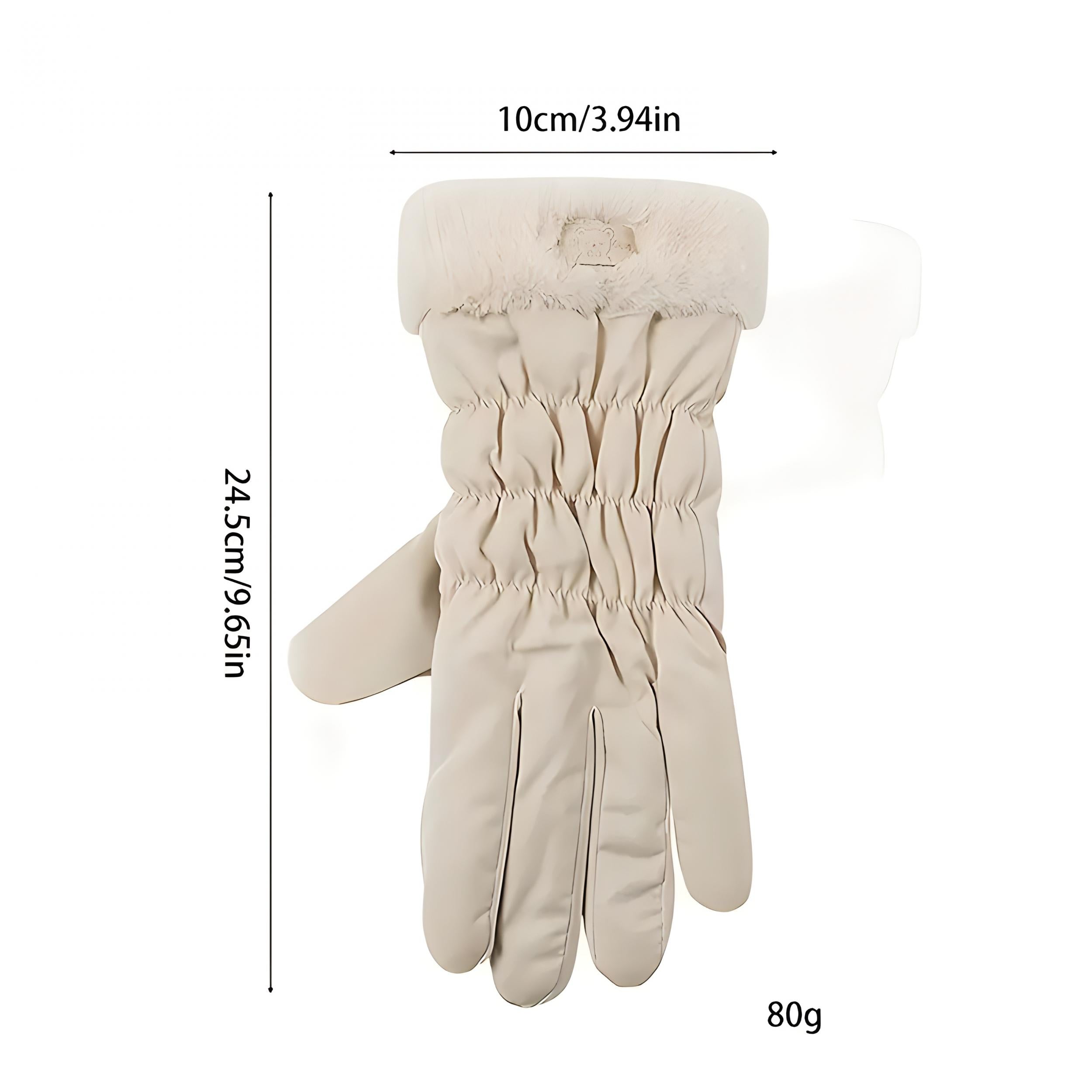 1pair Bear Label Warm Gloves
