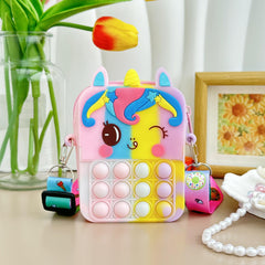 Girls Unicorn Crossbody Bag With Pop Toy For Kids