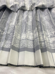 Painting Print High Rise Pleated Maxi Skirt