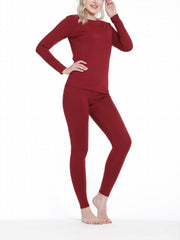 Women's Thermal Underwear Set Long Sleeve Crew Neck Tops & Pants