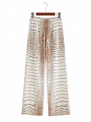 Crocodile Print V Neck Kaftan 2 Piece Set Women's Swimwear