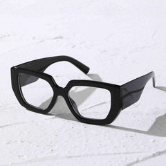 Cat Eye Clear Lens Glasses Wide Temple Anti Light Eyewear