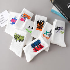 5pairs Cartoon Pattern Mid Calf Sports Socks Assorted Varieties