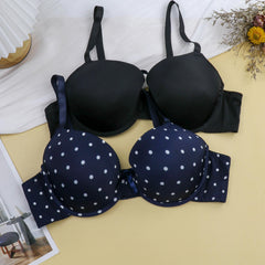 2 Pack Plus Size Polka Dot Bra Set with Bow Front