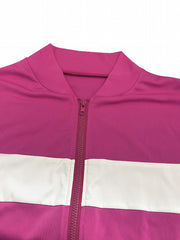 Striped Long Sleeve Stand Collar Zipper Coat & Joggers Set