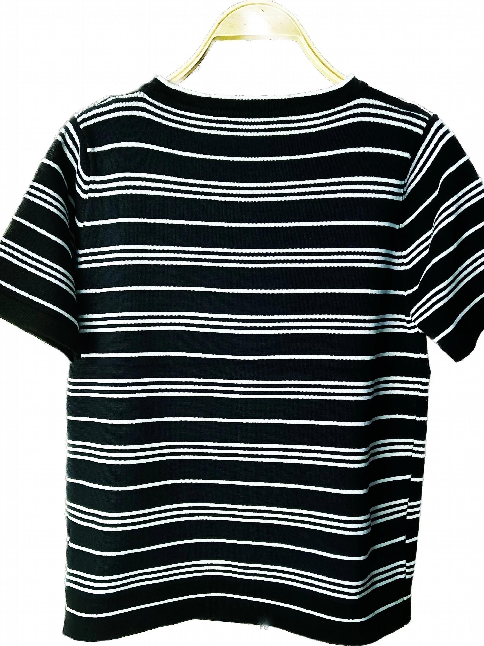 Striped Print Drawstring Knit Sweater Casual Short Sleeve Sweater