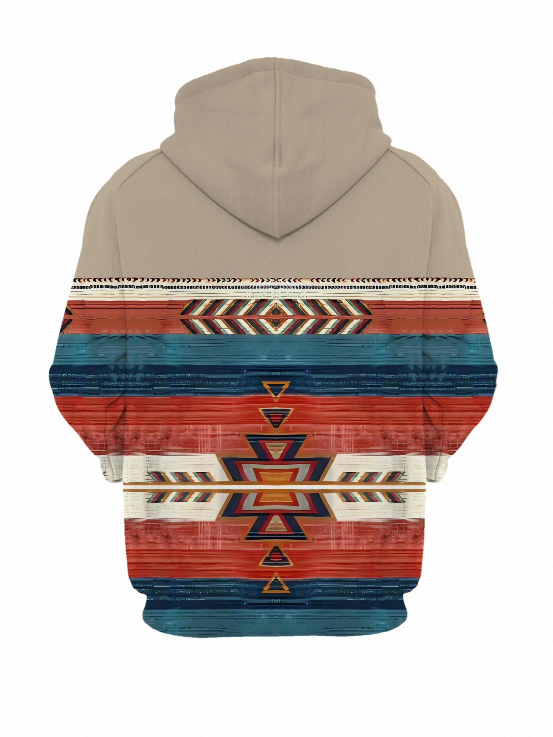 Men's Geometric Pattern Hoodie Loose Fit Long Sleeve Sweatshirt