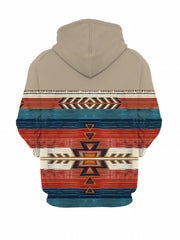Men's Geometric Pattern Hoodie Loose Fit Long Sleeve Sweatshirt