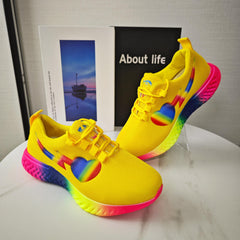 Women's Heart Rainbow Sneakers Low Top Running Trainers