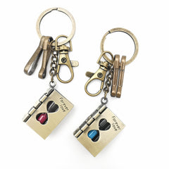 Hourglass Book Keychain Retro Pendant Key Ring Men & Women Car Bag Decor