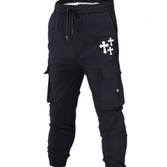 Cross Pattern Print Men's Cargo Pants