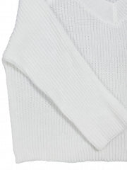 V Neck Casual Sweater Long Sleeve Solid Jumper