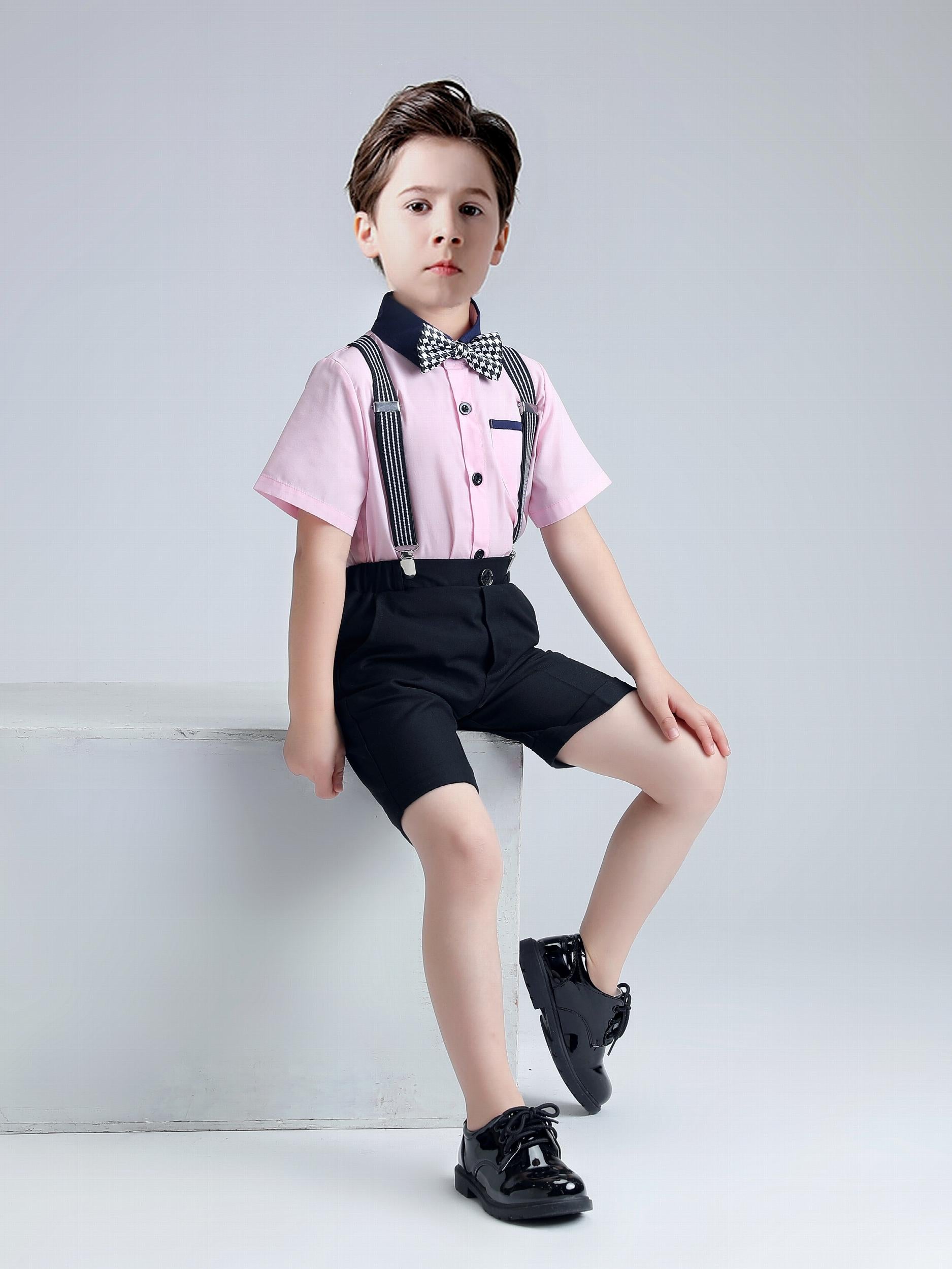 Summer Boy's Gentleman Style Suit Set with Bow Tie