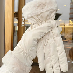 1pair Bear Label Warm Gloves