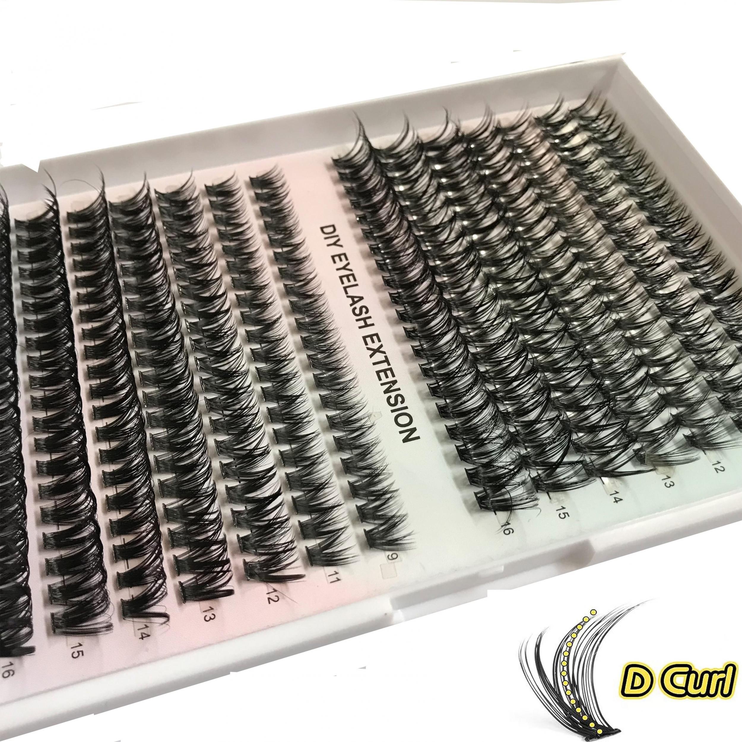 DIY False Eyelashes Set With Glue And Tweezer Cluster Lashes