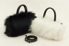 Women's Lady PU Leather & Faux Fur Handbag Shoulder Bag