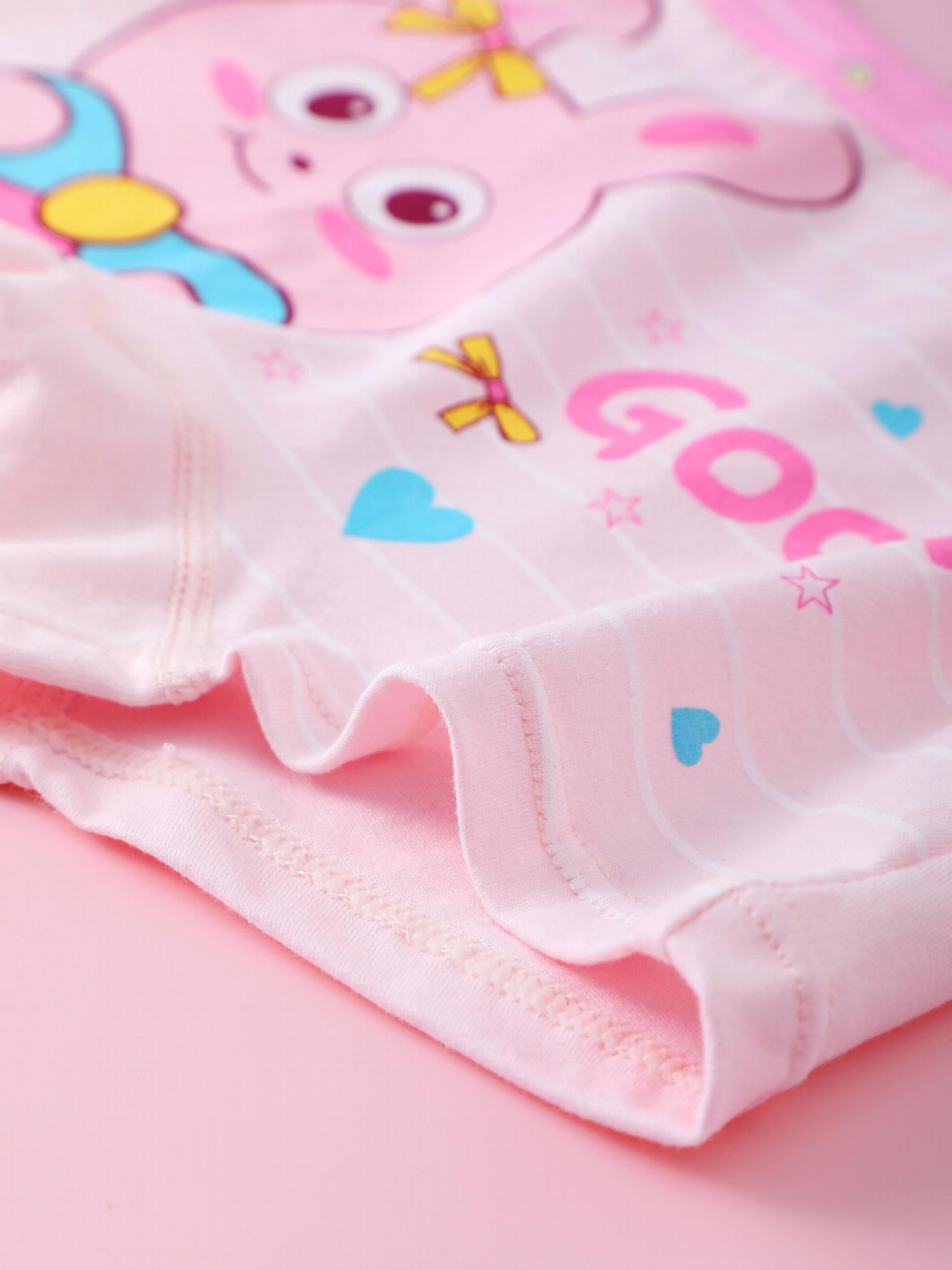 4pcs Girl's Boxer Briefs Rabbit Print Elastic Waist Shorts Cotton Soft Underwear