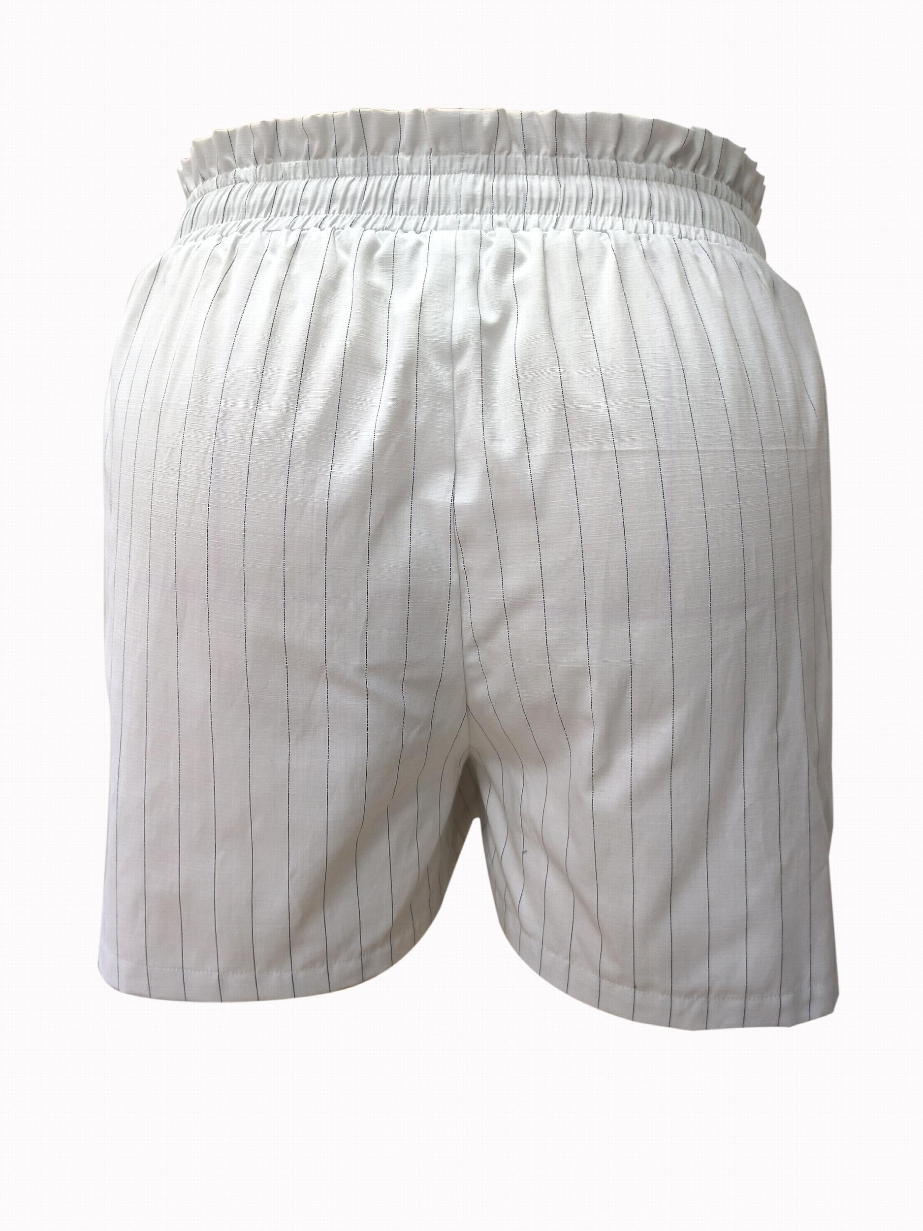 Women's Plus Stripe Print Tank Top & Ruffle Trim Shorts Set