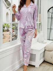 Floral Print Light Purple Pajamas Set for Women