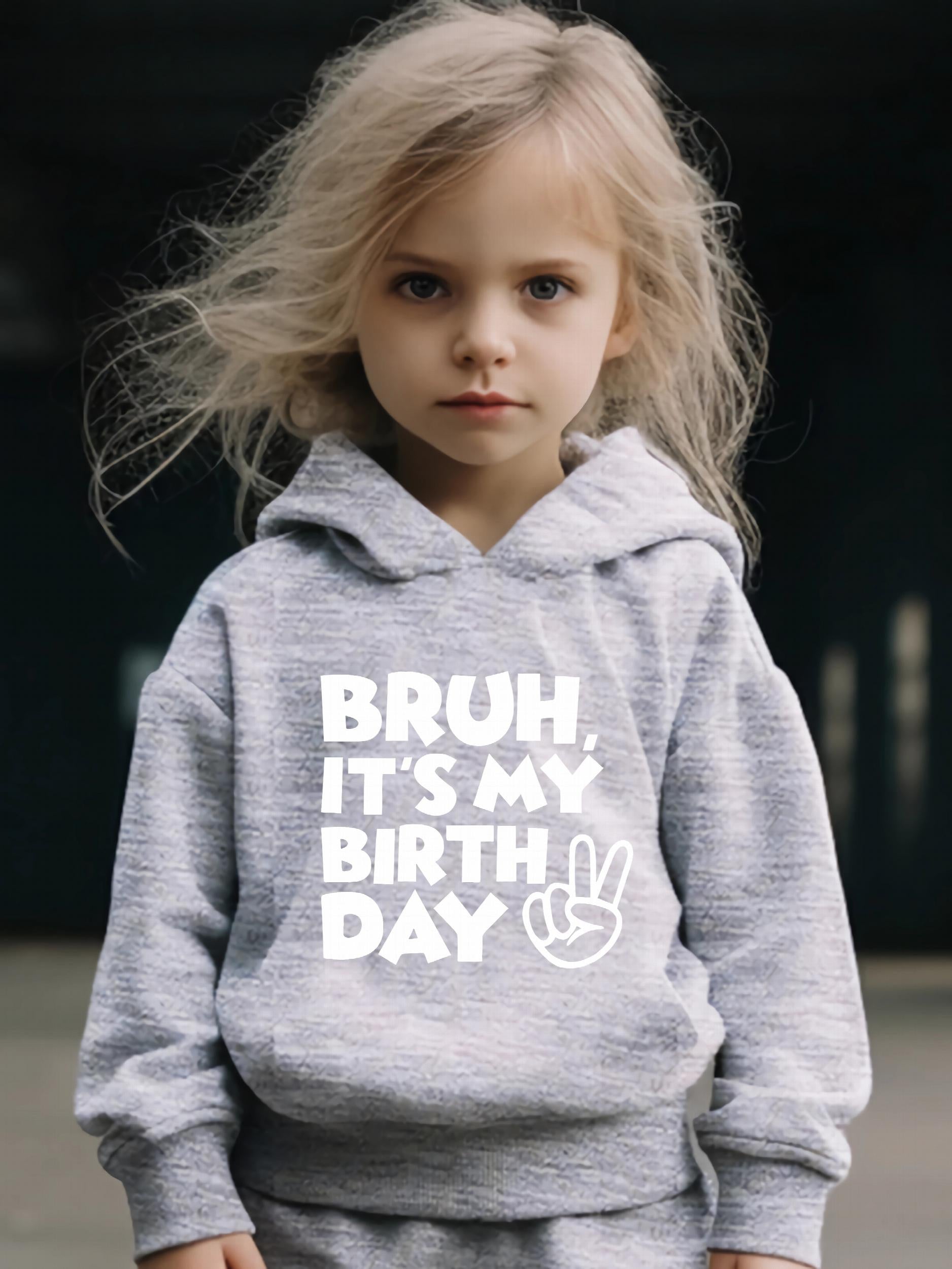 Birthday Pattern Long Sleeve Hooded Sweatshirt Girls Comfy Hoodies