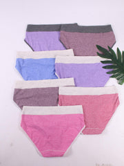 7 Pack Plus Size Panties Set - Colorblock Contrast Binding - Seamless