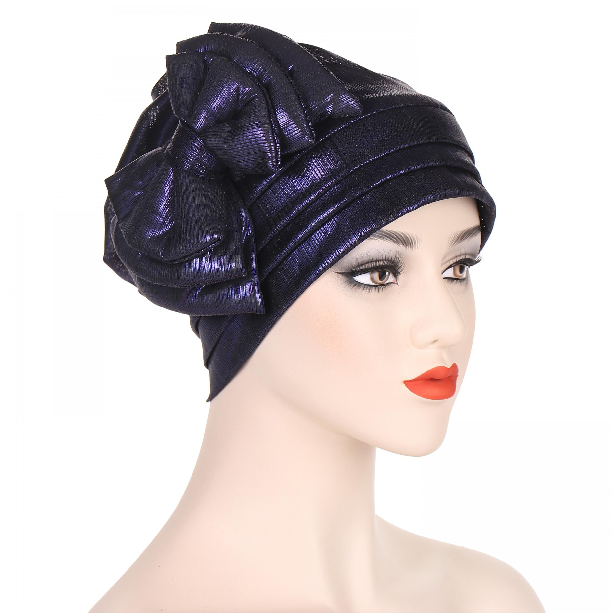 Bowknot Bright Elastic Turban Cap Headscarf Glitter Head Wraps
