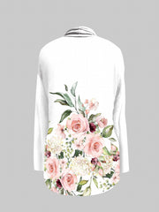 Floral Print Shawl Collar Cardigan Casual Long Sleeve Women's Clothing