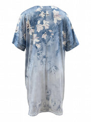 Floral Print V Neck Stretch Dress With Pockets