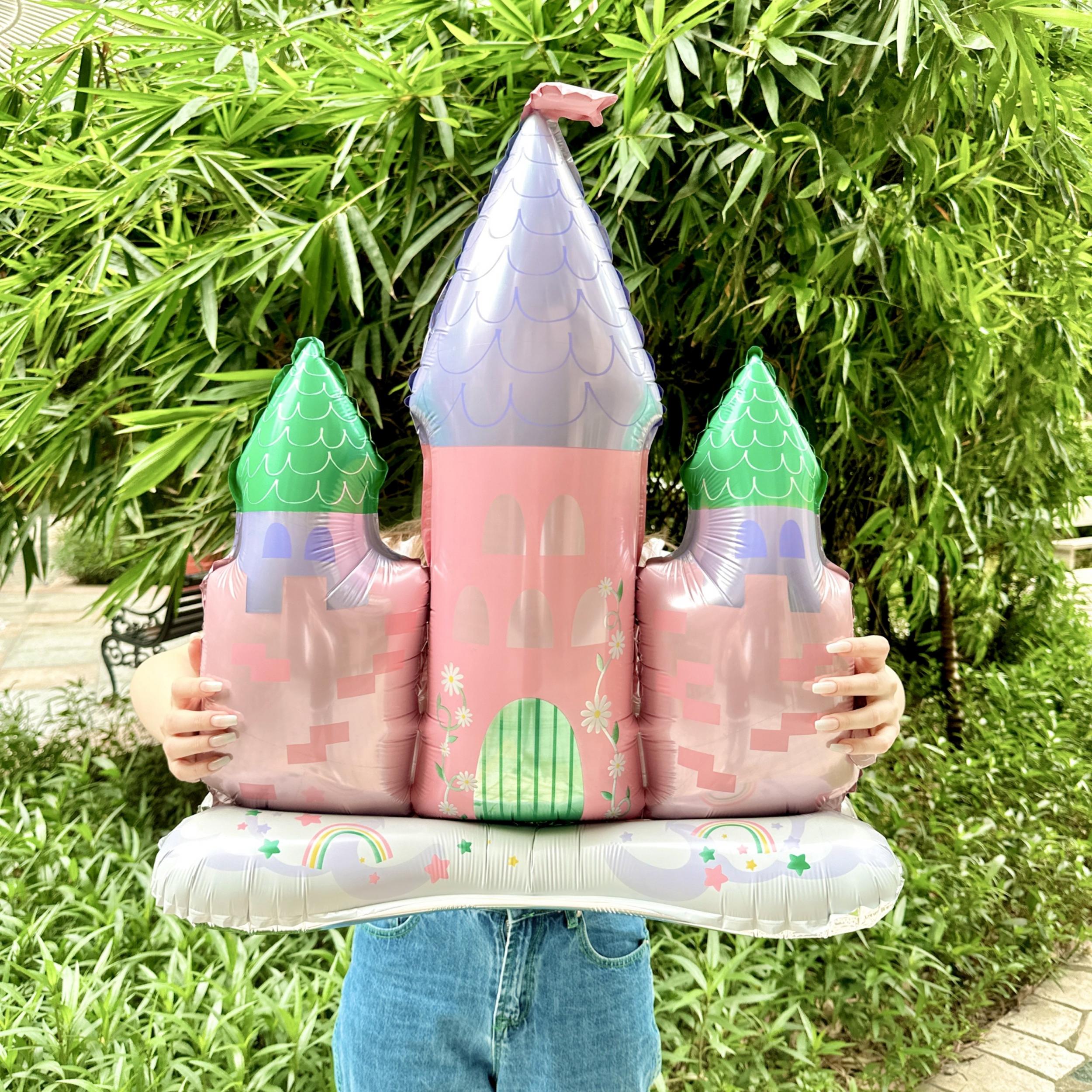 Pink Castle Aluminum Balloon Pedestal Girl's Princess Dream Gift