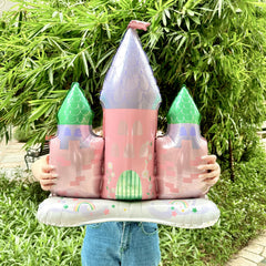 Pink Castle Aluminum Balloon Pedestal Girl's Princess Dream Gift