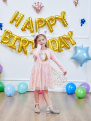 Princess Unicorn Sequin Long Sleeve Fall Dress Kids Birthday Party Wedding Tulle