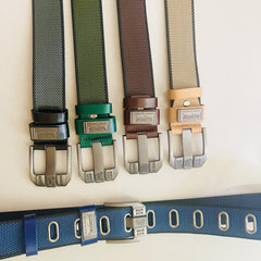 Men's Breathable Nylon Belt Double sided Alloy Pin Buckle