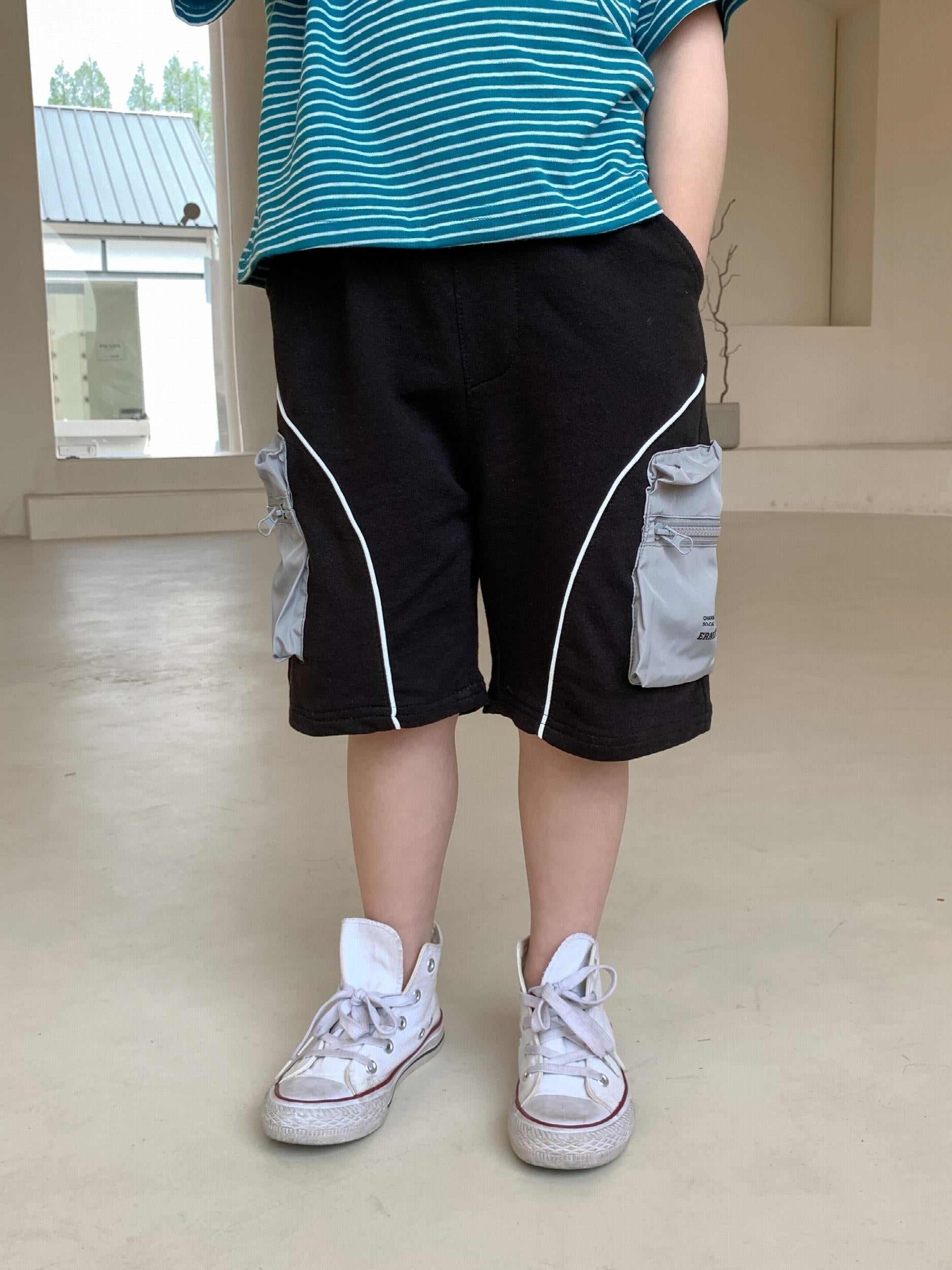 Boys Shorts Patch Zipper Pockets Casual Comfortable Breathable For Summer Kids