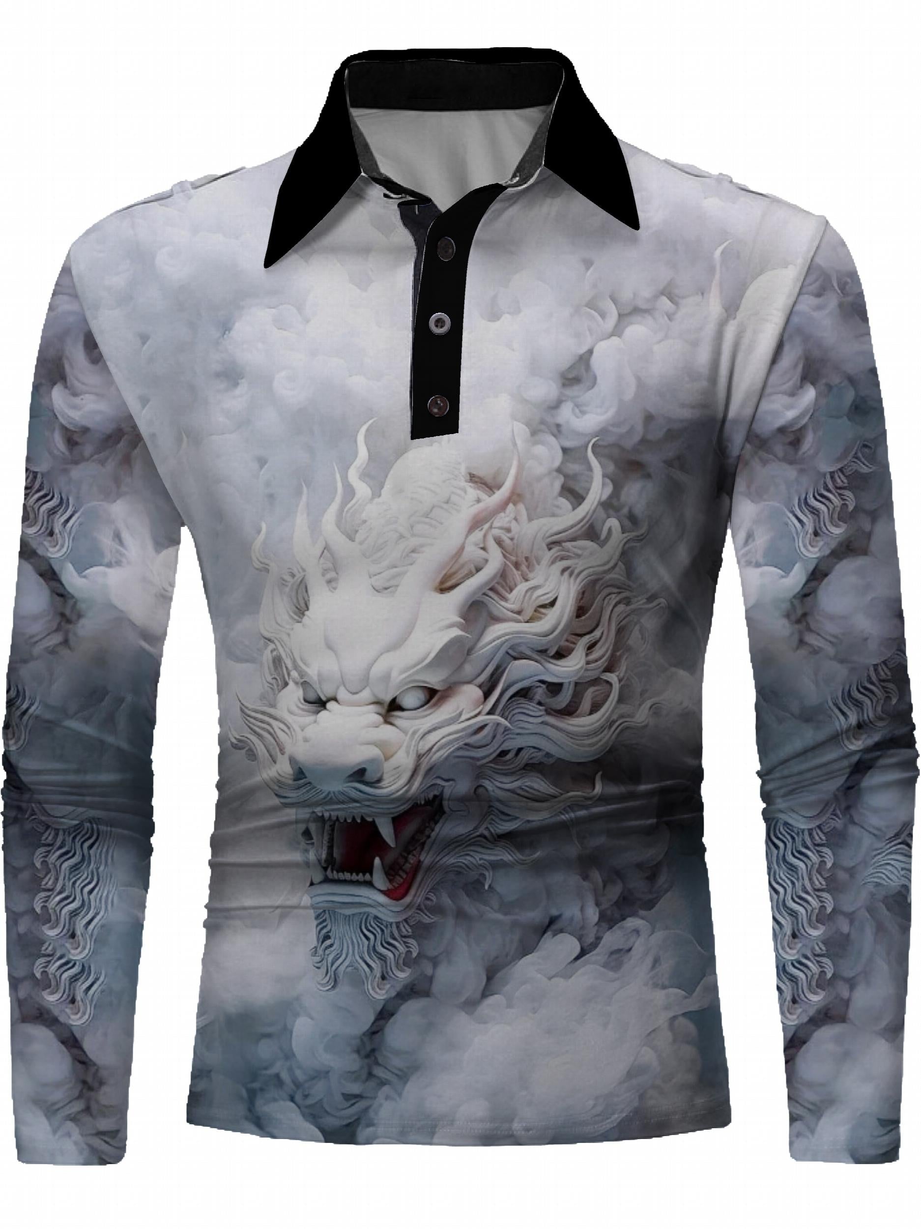 Men's Compression Dragon Pattern Long Sleeve T shirt