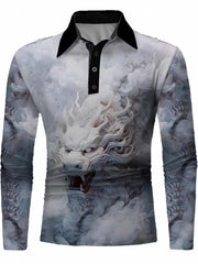 Men's Compression Dragon Pattern Long Sleeve T shirt