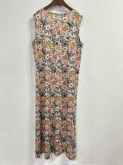 Floral Print Round Neck Maxi Tank Dress Plus Size