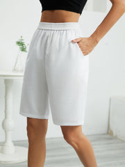 Wide Leg Elastic Waist Shorts Solid Color Casual Summer Shorts