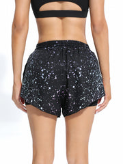 Splatter Print High Stretch Fitness Sports Short