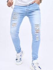 Distressed Knee Ripped Slim Fit Jeans