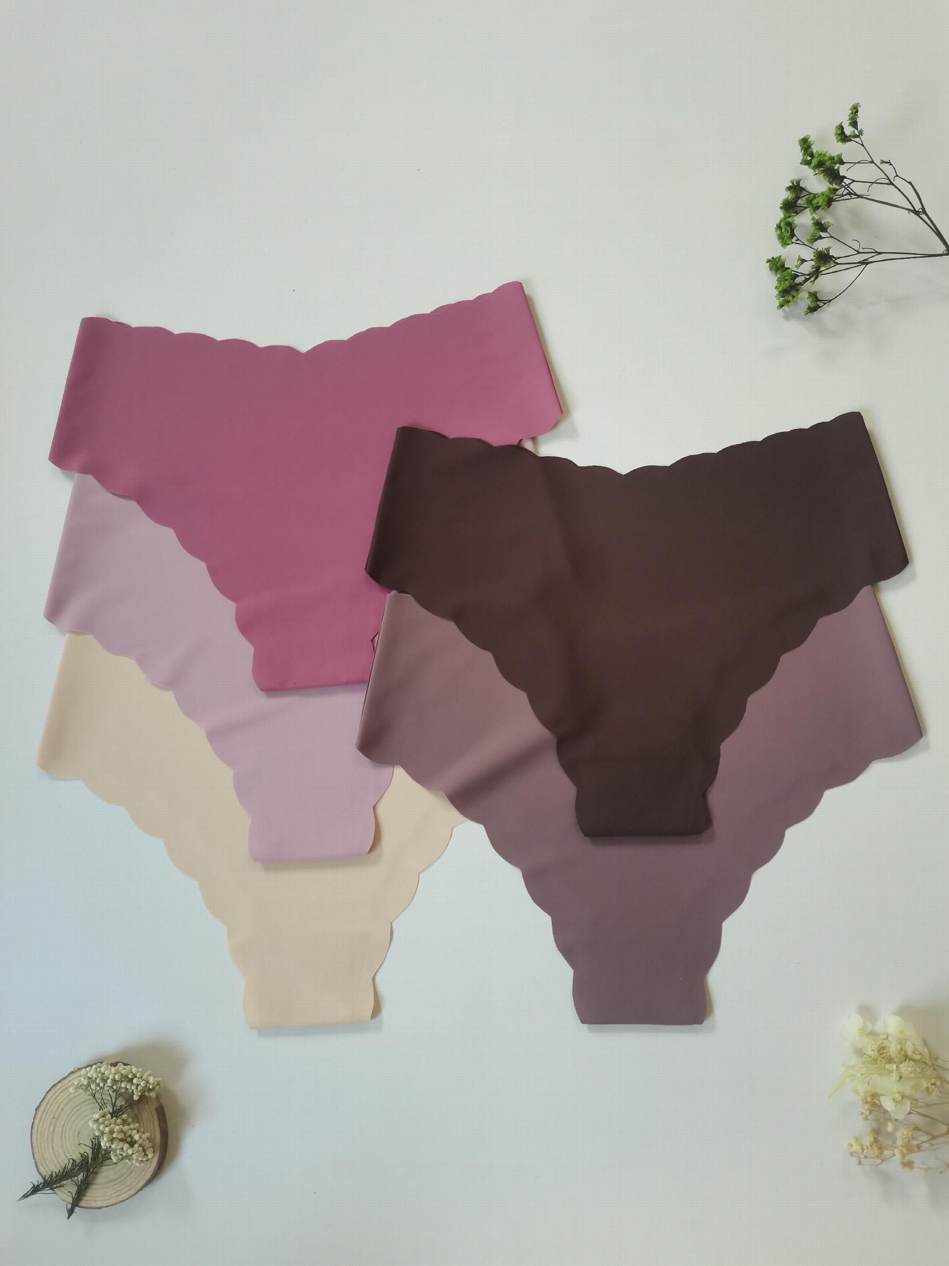 5pcs Scalloped Trim Briefs Stretchy Intimates Panties