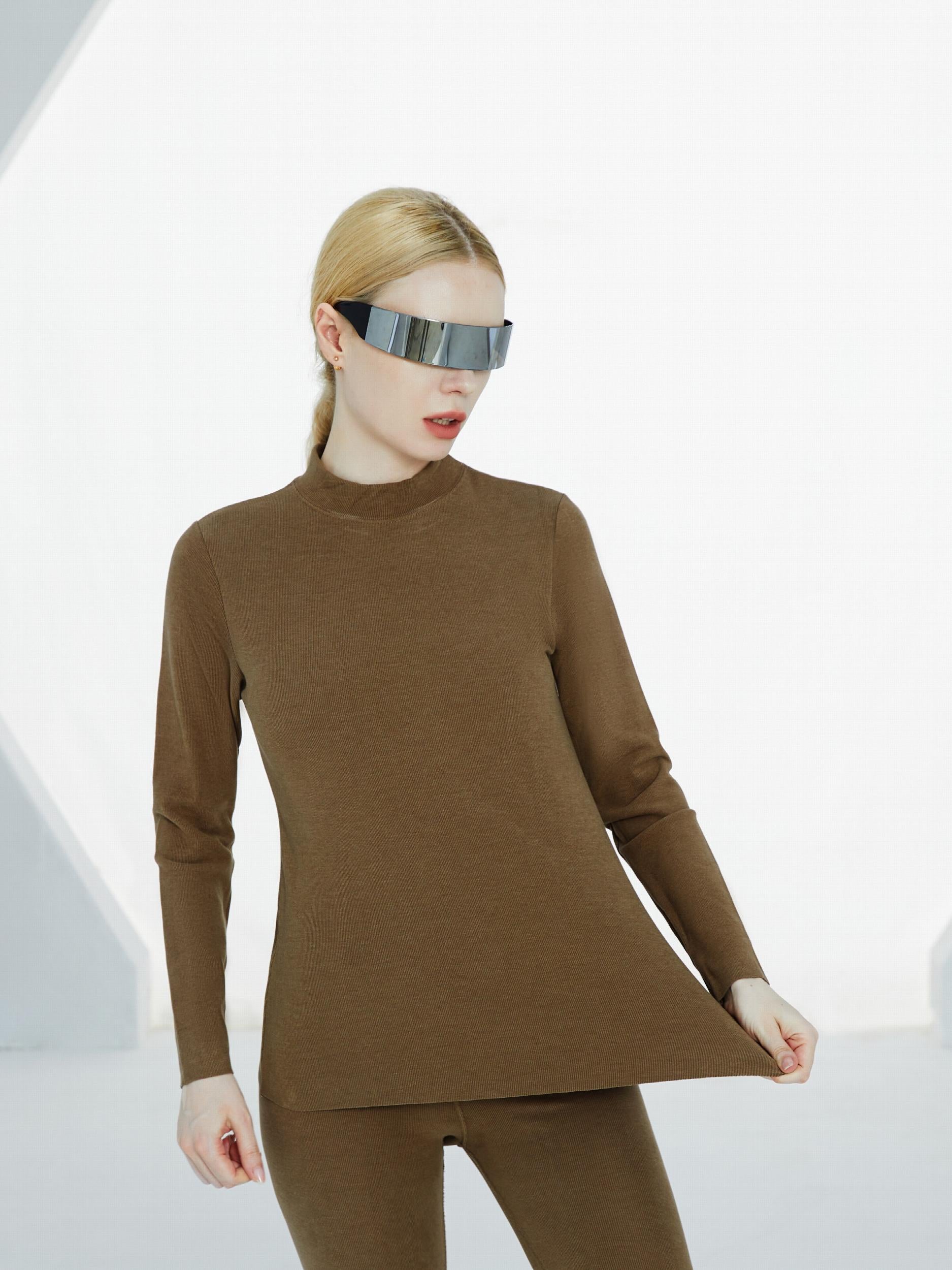 Antibacterial Women's Mid-neck Warm T-shirt
